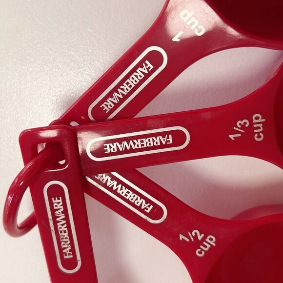 Sturdy Plastic Farberware Nesting Measuring Scoops 1, 1/2, 1/3, & 1/4 Cup Red - Picture 2 of 2
